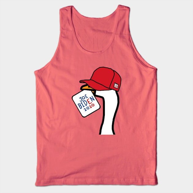 Goose Portrait in Red Hat and Joe Biden Sign Tank Top by ellenhenryart